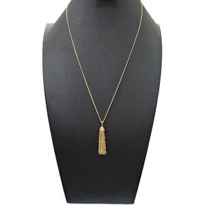 Gold Essex Tassel Pendant Necklace With Adjustable Chain New
